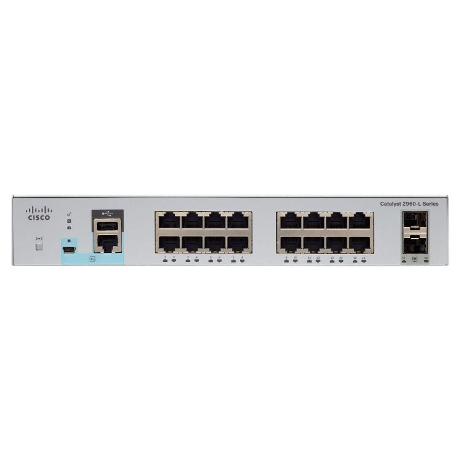 Cisco Catalyst WS-C2960L-16PS-LL Switch PoE+ 16 ports 10/100/1000 Mbps + 2 ports SFP